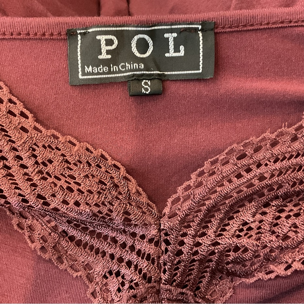 POL Burgundy Lace-Trim Chemise Slip - Picture 9 of 11